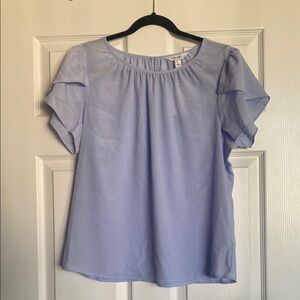 Nine West Blue Ruffled Sleeves Blouse